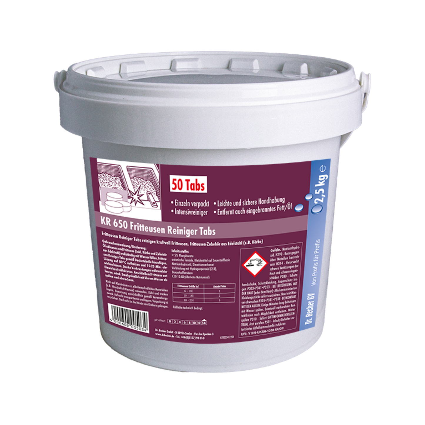 Dr. Becher Fritteusen Reiniger Tabs KR650 - 50 Stück | Packung (50 Stück)