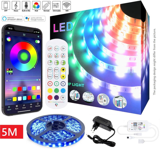 Smart LED Streifen Strip WLAN Fernbedienung RGB Handy App Musik Alexa SMD5050