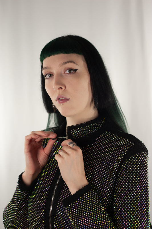 Rhinestone Cropped Jacket