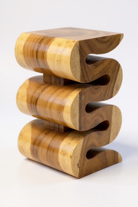 Holzhocker - Beistelltisch Blumenhocker Ablagetisch - Handgefertigt - Natur Schlange aus massivem Suarholz- 50x30x30 cm