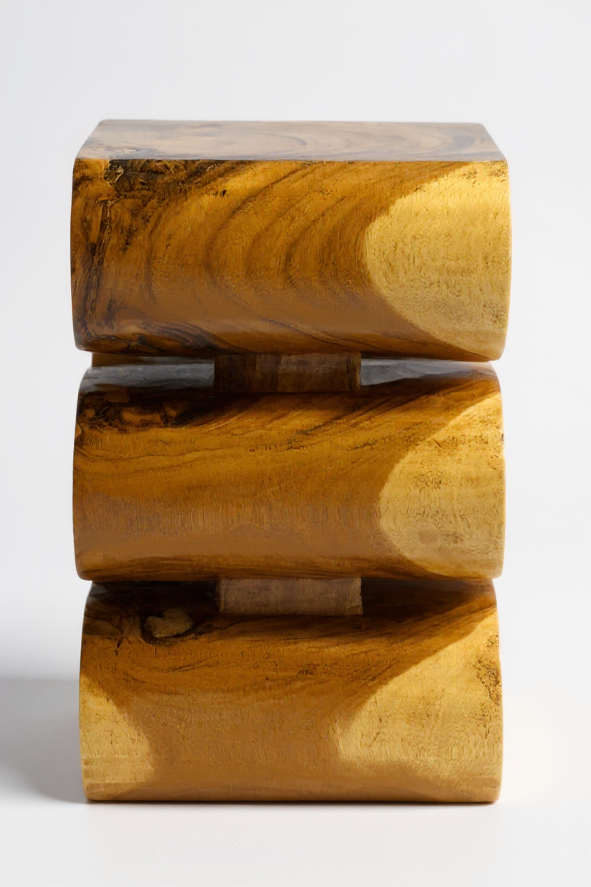 Holzhocker - Beistelltisch Blumenhocker Ablagetisch - Handgefertigt - Natur Schlange aus massivem Suarholz- 50x30x30 cm