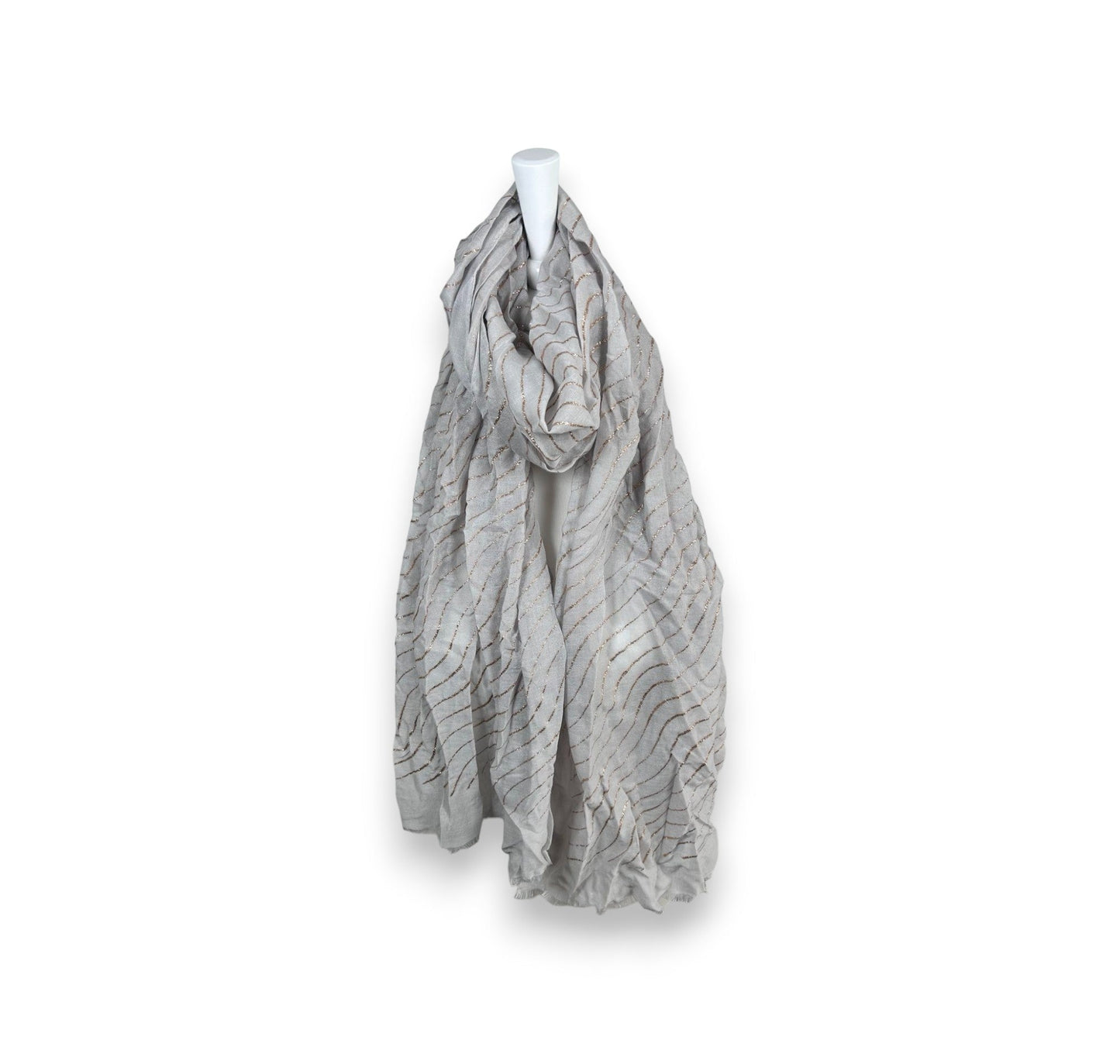 Damen Sommer Schal Glitzer Linien » leichtes Halstuch 180 x 70 cm » Sommerschal mit Glitzerstreifen » weich & dünn