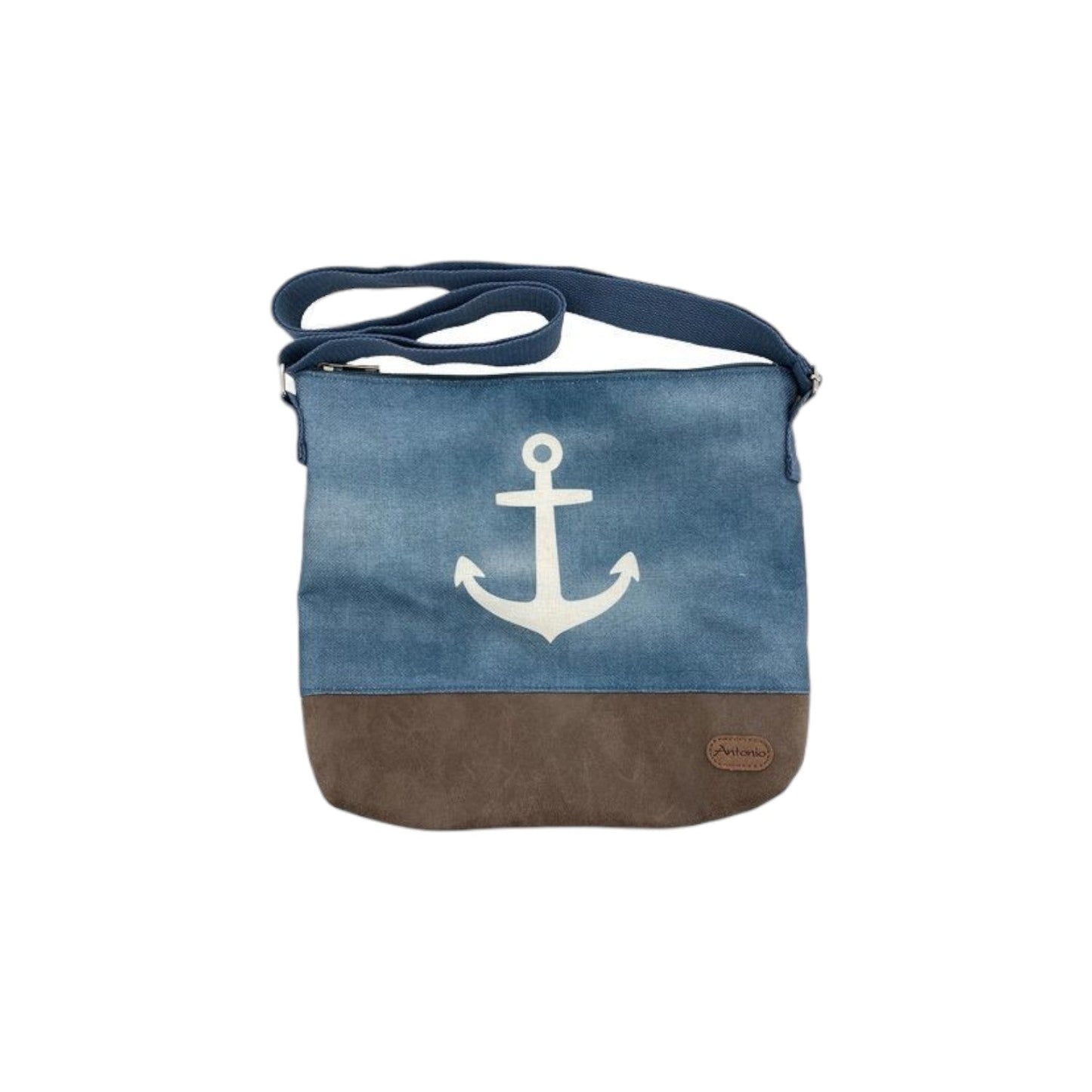 Damen Umhängetasche » Maritimer Vintage Stil » Weiß/Blau/Braun ca. 28 x 32 cm » Damen Handtasche » maritime Tasche mit Schultergurt
