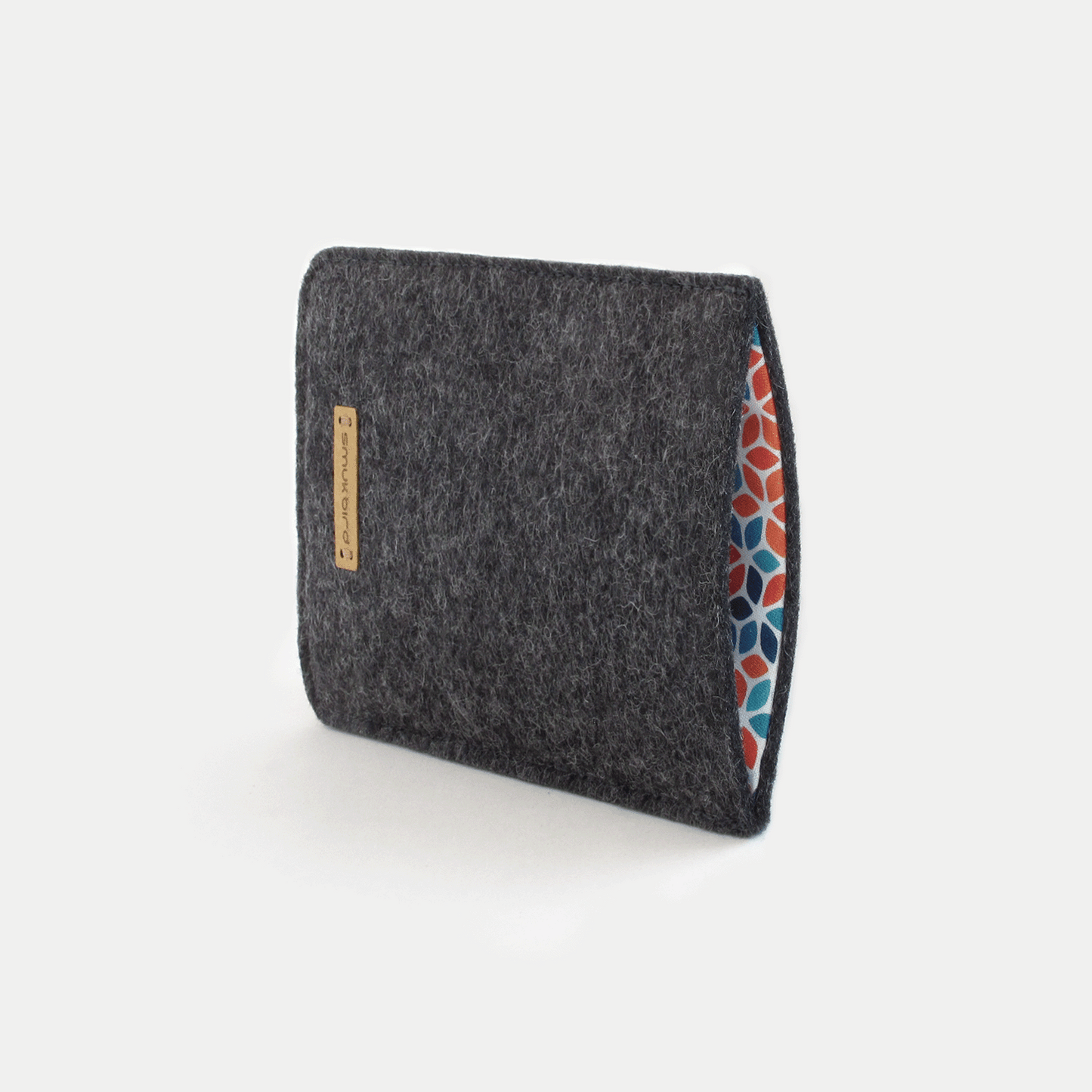 Handytasche für iPhone 15 Pro Max | aus Filz und Bio-Baumwolle | anthrazit - colorful | Modell "LET"