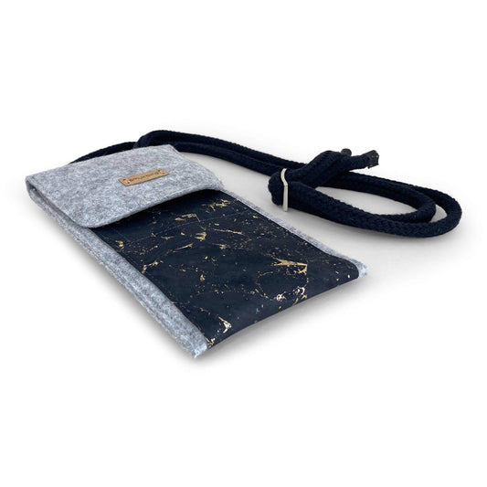 Shoulder bag for Xiaomi POCO X7 Pro | made of felt and organic cotton | light grey - black | KEDJA deluxe model