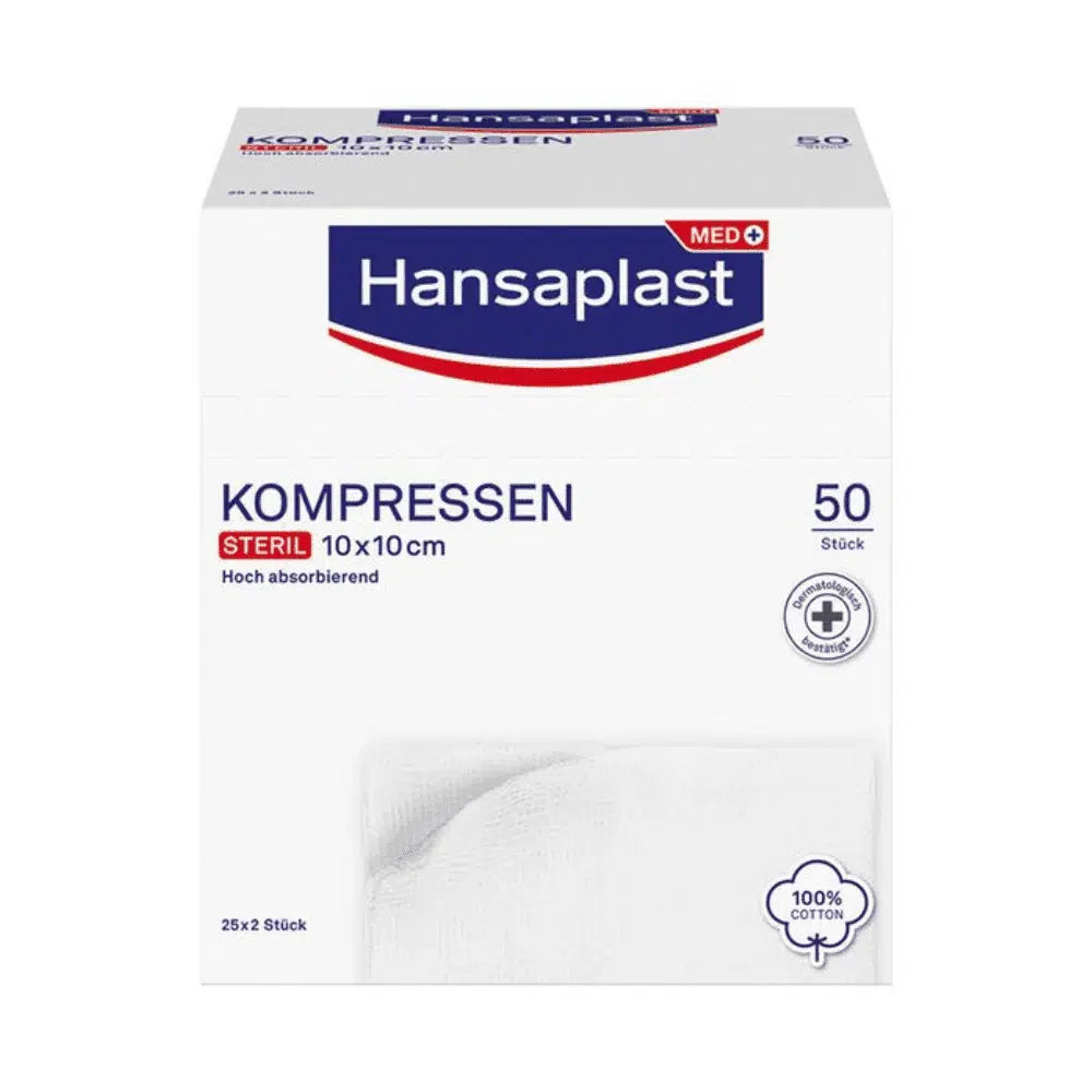 Auslaufartikel: Hansaplast sterile Kompressen 10 x 10 cm - 25 x 2 Stück | Packung (50 Stück)