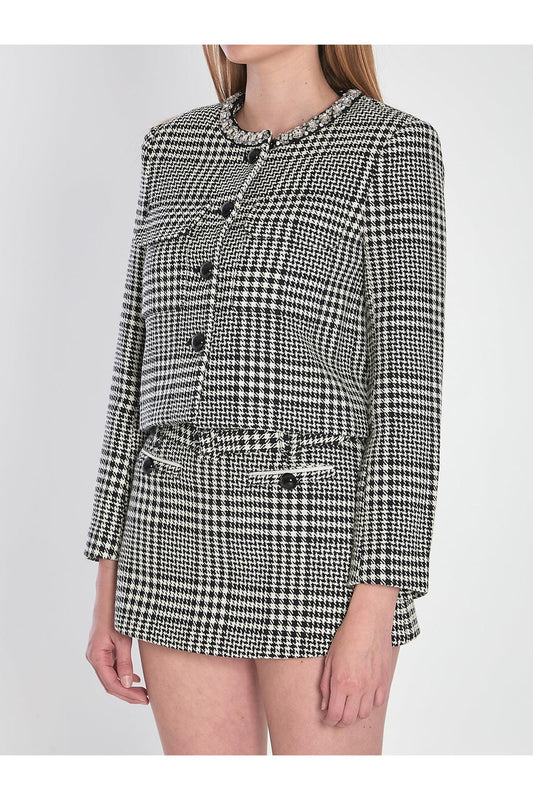 Houndstooth cropped jacket