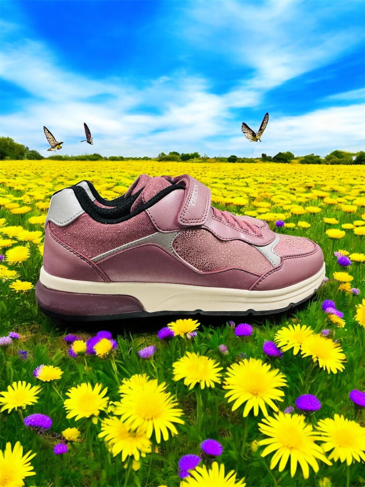 Geox J SPACECLUB G.E - PE.GBK+SY.SU Kinder Sneaker in Rosa / Silber Herstellernummer : J368VE OAJAU C8217 ( Letzte Stück )