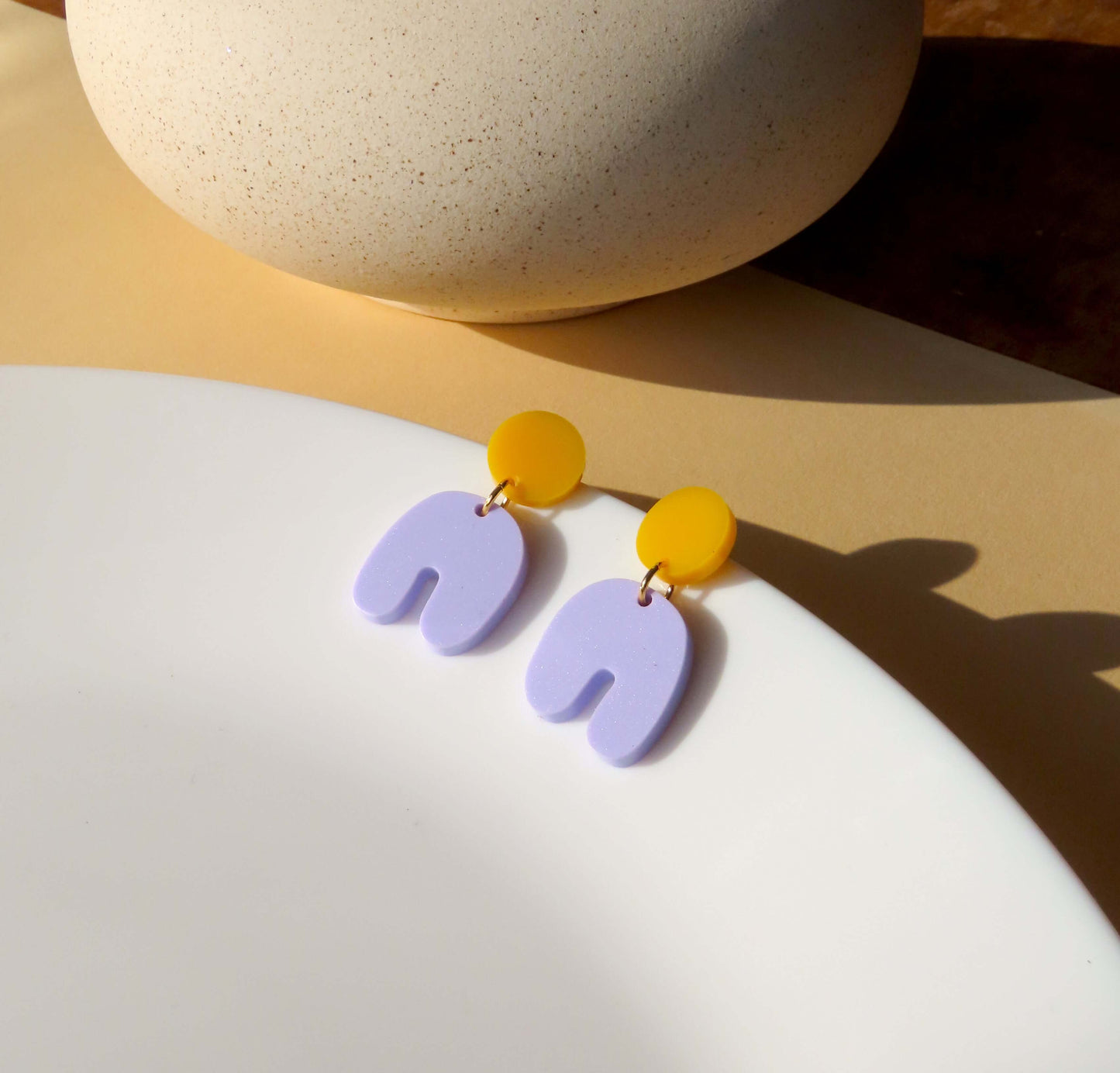 Goldgelb Flieder Squishy Arch Bogen Ohrringe