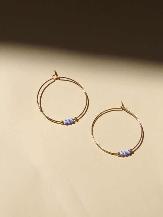 Hoops aus Edelstahl mit gestreiften Rocailles Perlen