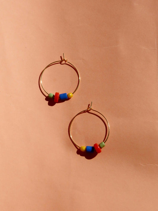 Funky Hoops aus Edelstahl mit bunten Perlen Mix 3