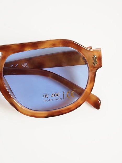 Anell PW sunglasses, horn-look, blue lenses