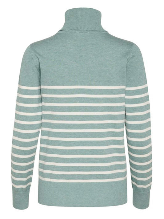 Pullover Mila SZ Rollkragen mit Streifen blue surf melange