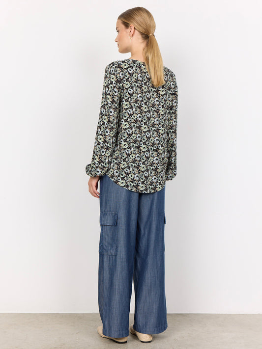 Blouse shirt SC-Olin 1 sage patterned