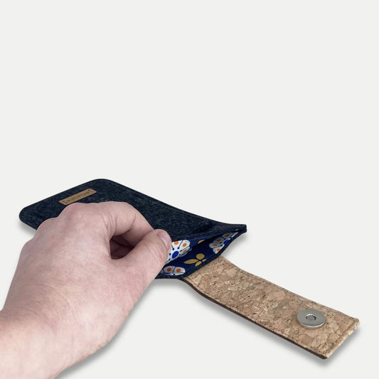 Handytasche für iPhone 12 Pro | mit Magnetverschluss und extra Fach | anthrazit - Bloom | Modell HAKA