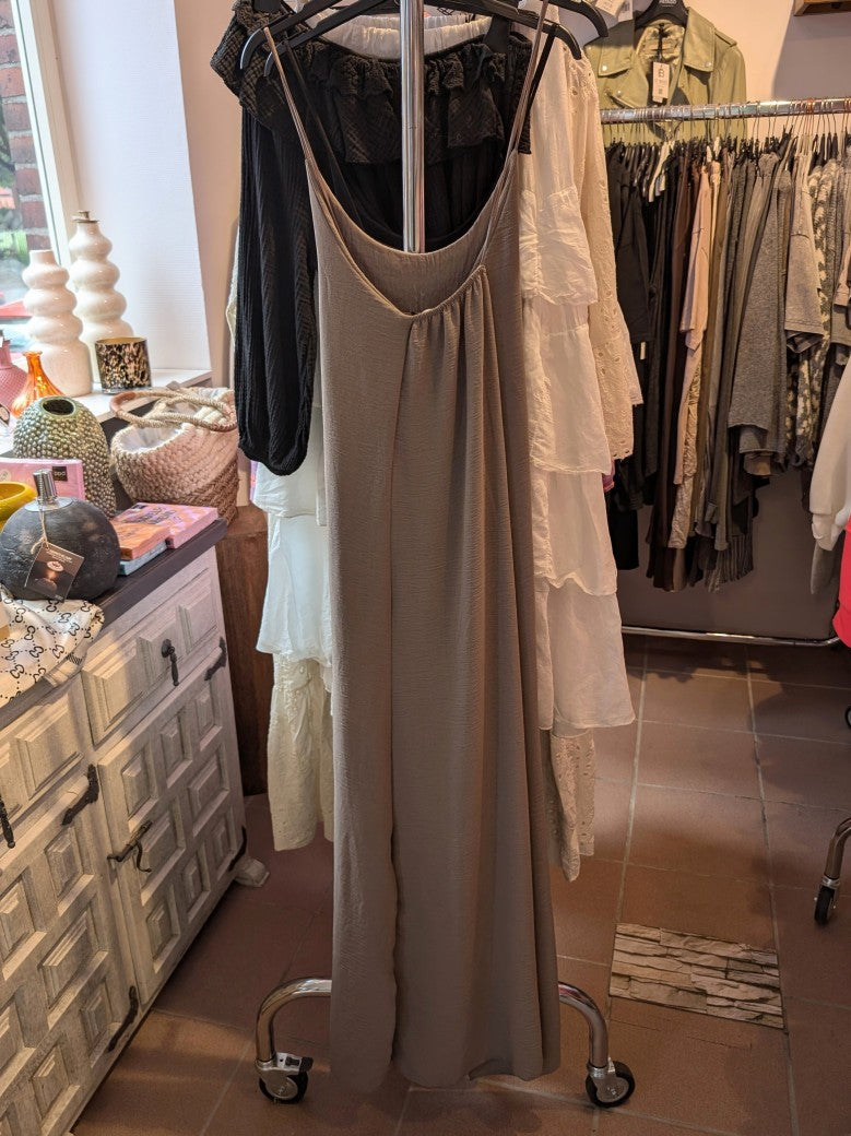 Kleid Maxi Träger Taupe Baumwolle, One Size 20188