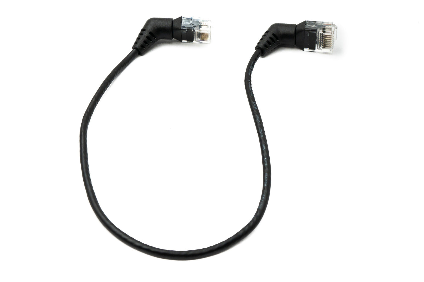SYSTEM-S LAN snúra 25 cm 8P8C RJ45 tengi í tengi horntengi í svörtu