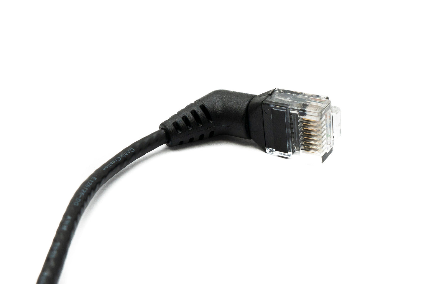 SYSTEM-S LAN snúra 25 cm 8P8C RJ45 tengi í tengi horntengi í svörtu