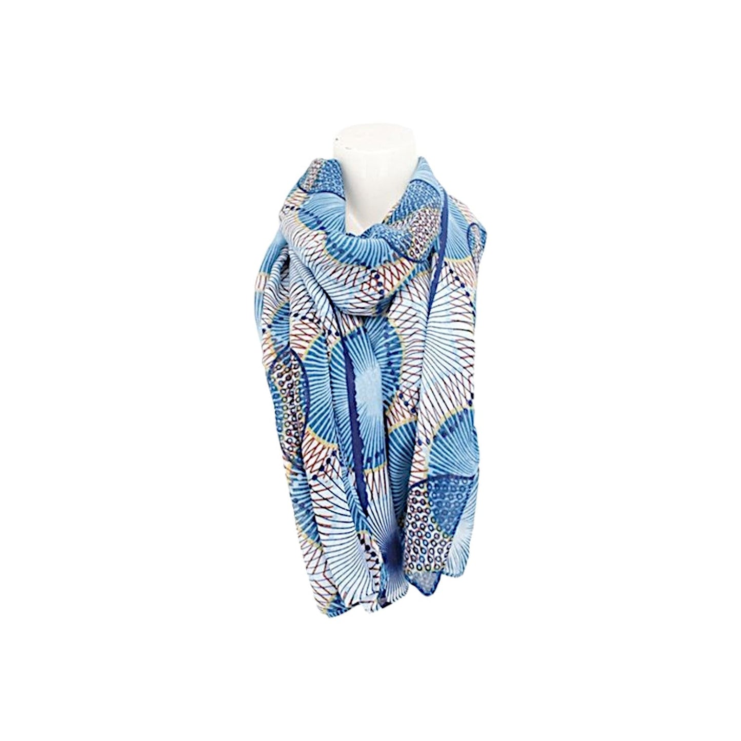 Sommer Damen Schal » Blue Navy Löwenzahn Design » leichter Sommerschal 180 x 90 cm » Halstuch mit abstraktem Muster » Damenschal weich & dünn