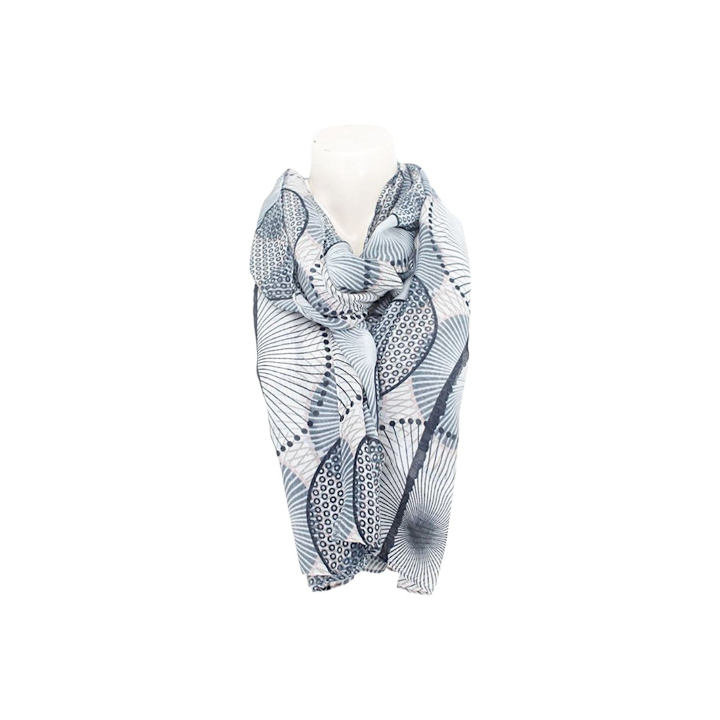 Sommer Damen Schal » Blue Navy Löwenzahn Design » leichter Sommerschal 180 x 90 cm » Halstuch mit abstraktem Muster » Damenschal weich & dünn