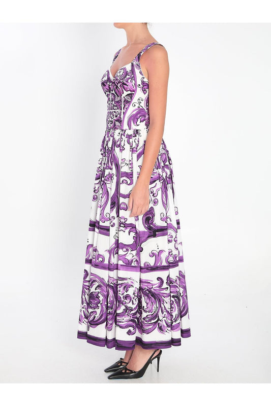 Long dress with Maiolica print