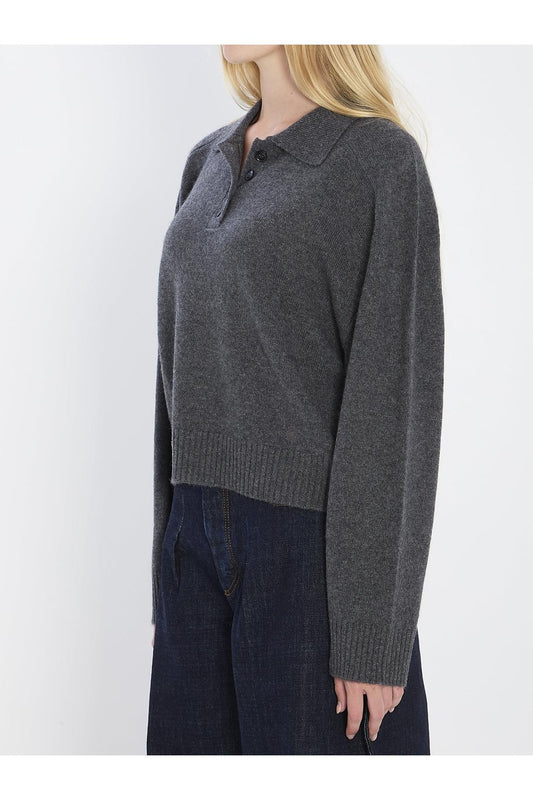 Long-sleeved cashmere polo