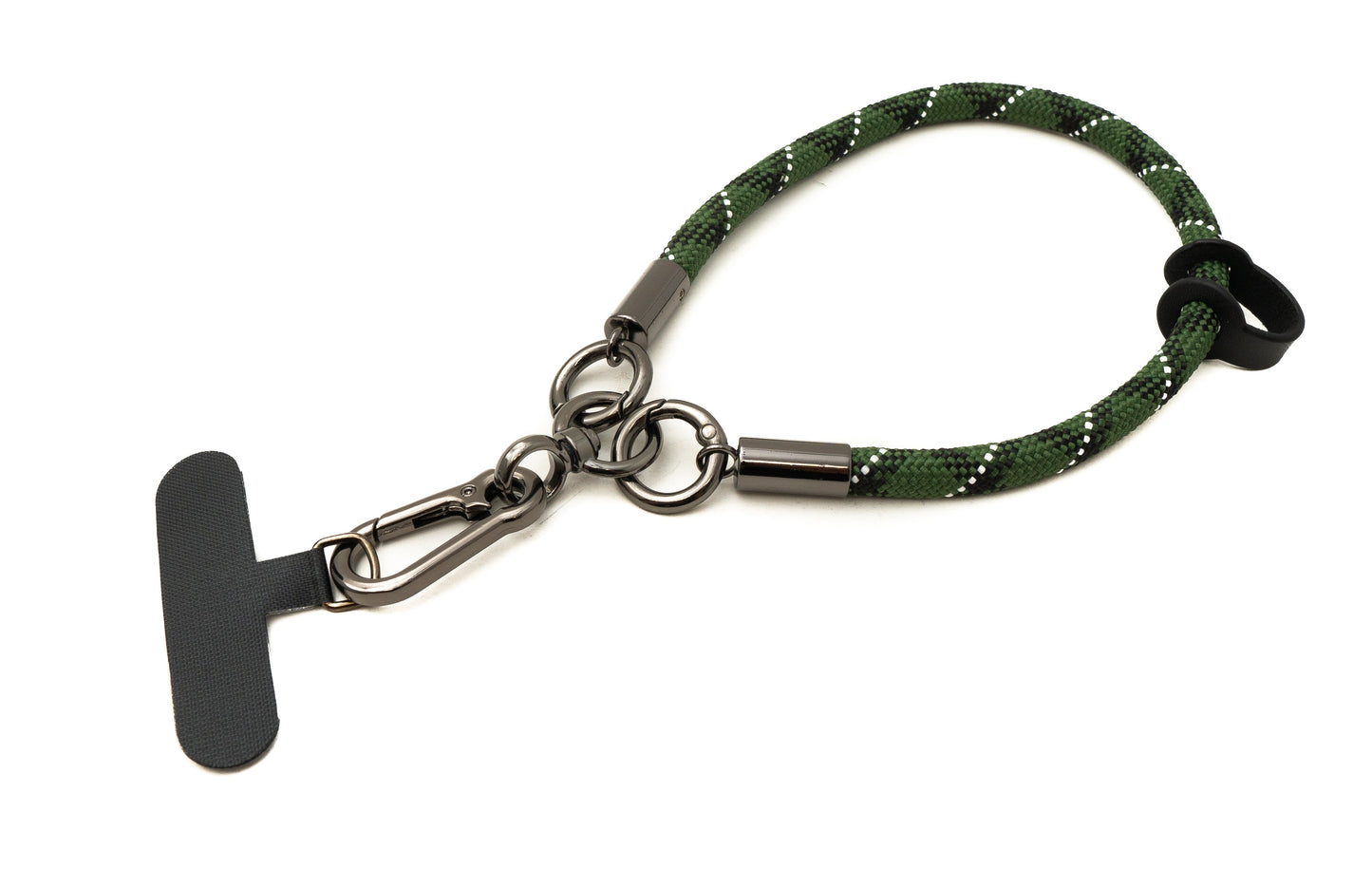 SYSTEM-S wrist strap bracelet for smartphone case made of nylon in green and white