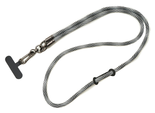 SYSTEM-S shoulder strap neck strap for smartphone case made of nylon black white