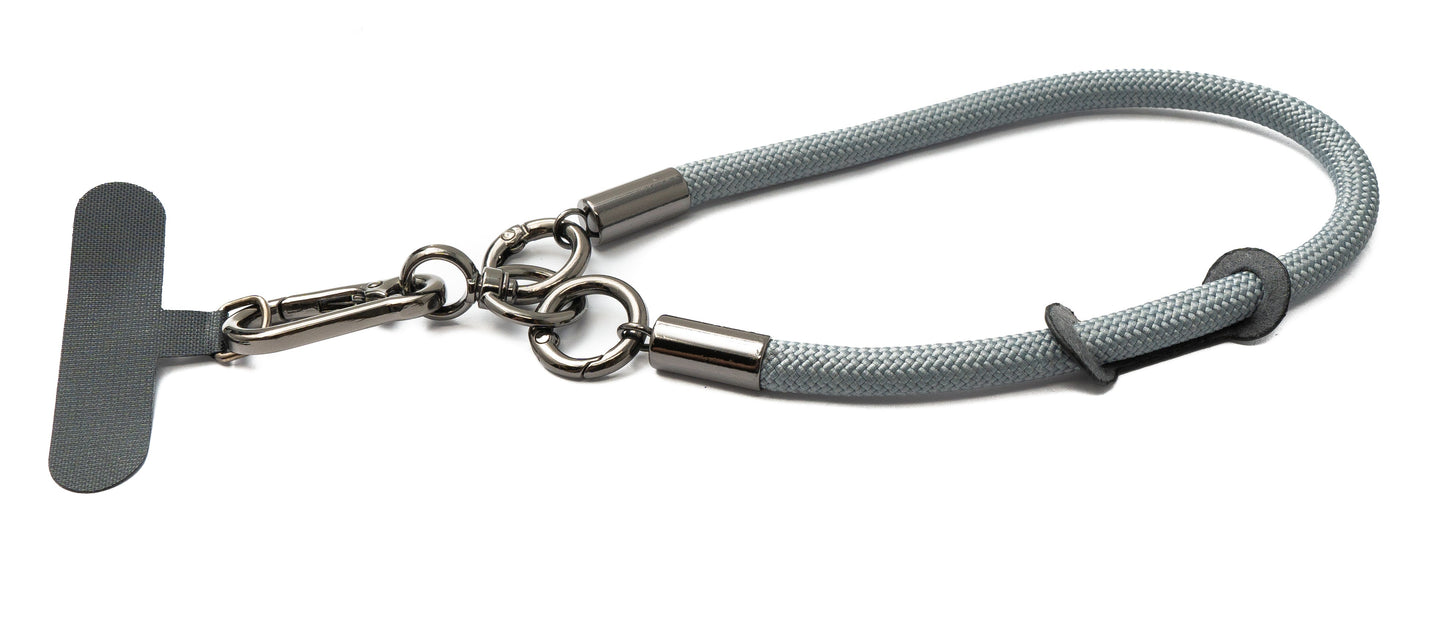 SYSTEM-S wrist strap bracelet for smartphone case made of nylon in grey