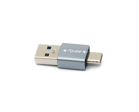 SYSTEM-S USB 3.1 millistykki af gerðinni C karlkyns í 3.0 A karlkyns einátta millistykki, 5 Gbit/s, grár