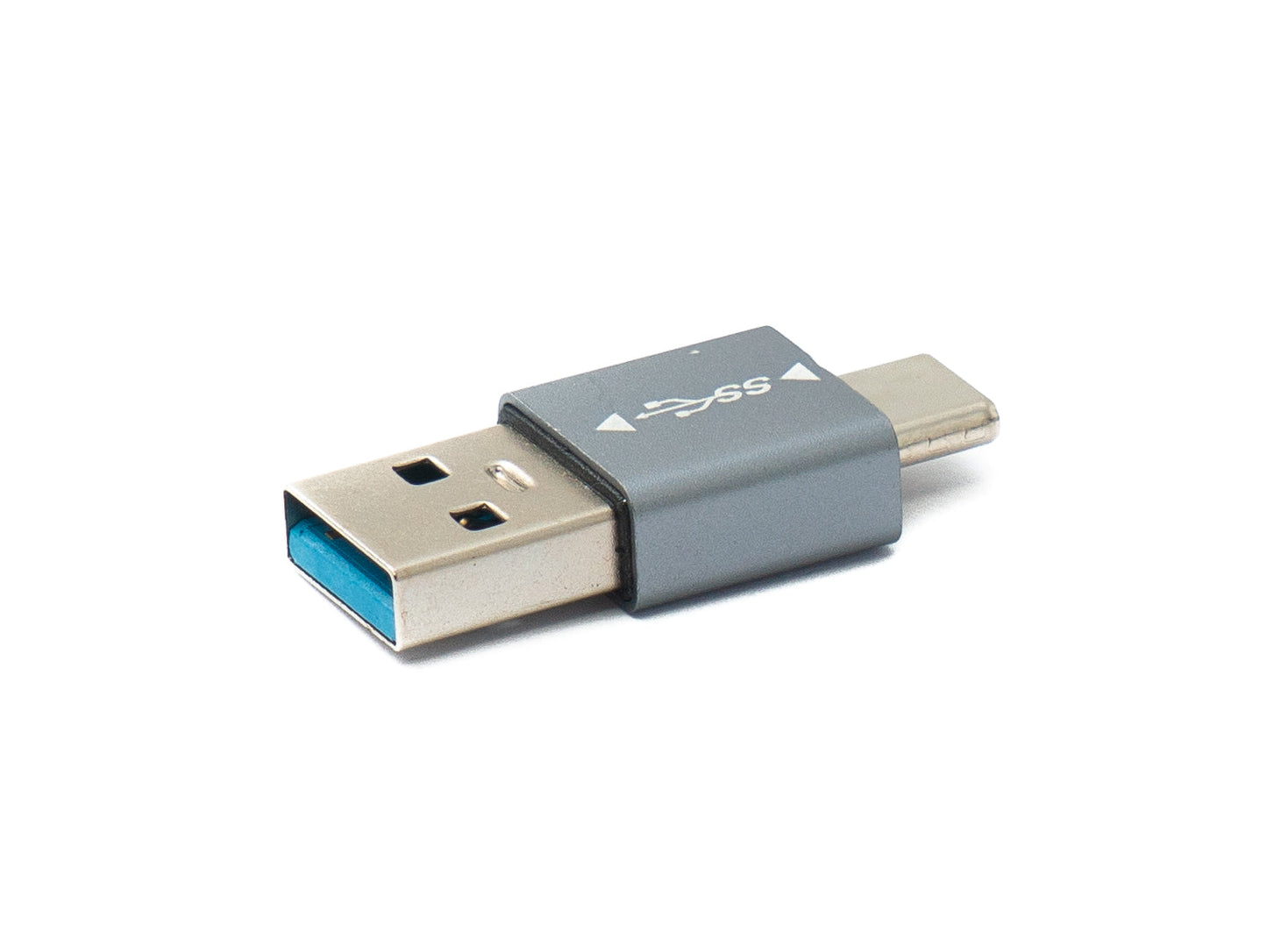SYSTEM-S USB 3.1 millistykki af gerðinni C karlkyns í 3.0 A karlkyns einátta millistykki, 5 Gbit/s, grár