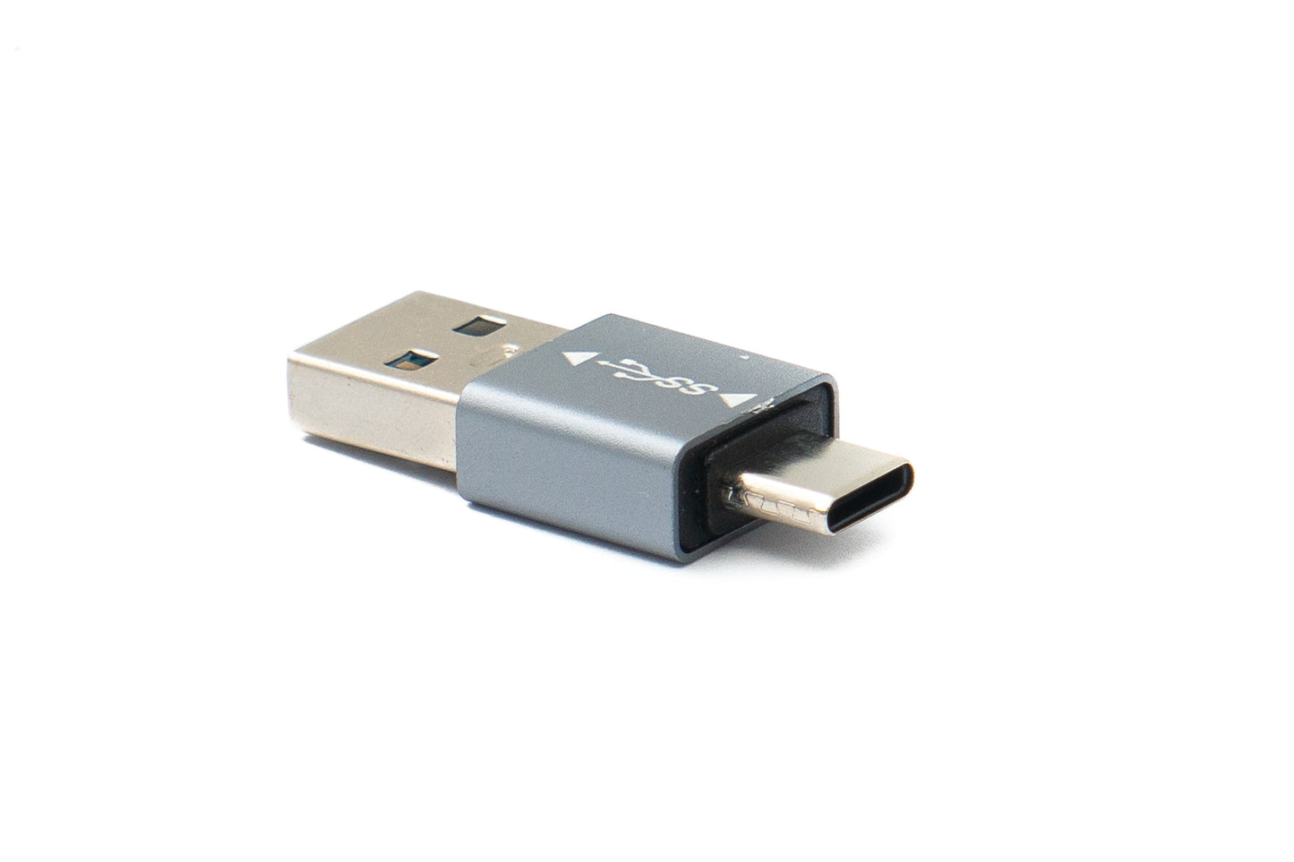 SYSTEM-S USB 3.1 millistykki af gerðinni C karlkyns í 3.0 A karlkyns einátta millistykki, 5 Gbit/s, grár