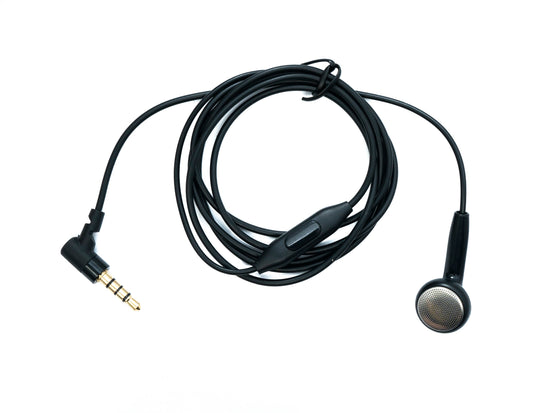 SYSTEM-S Mono In Ear Headphones 120 cm AUX Jack TRRS 3.5 mm Plug Angle Microphone