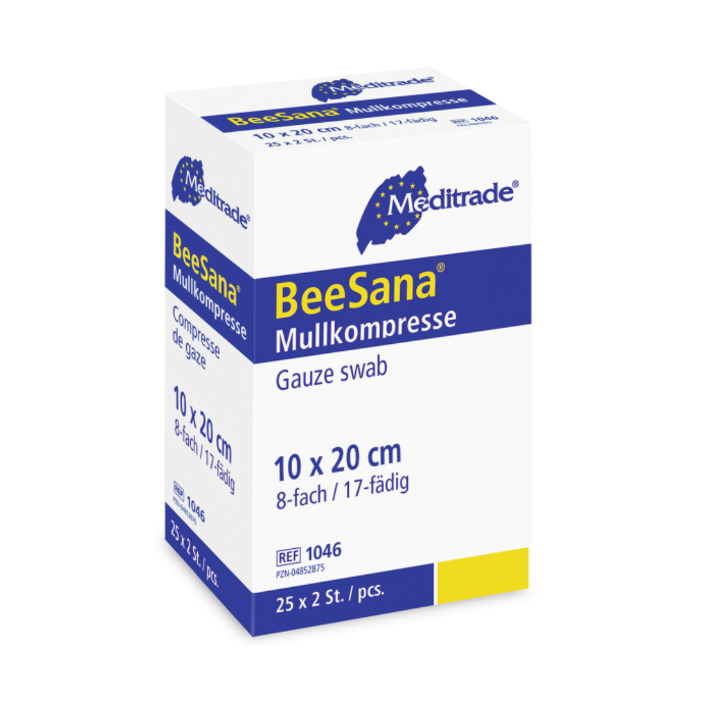 Meditrade BeeSana® Mullkompresse, einfach steril, 8-fach