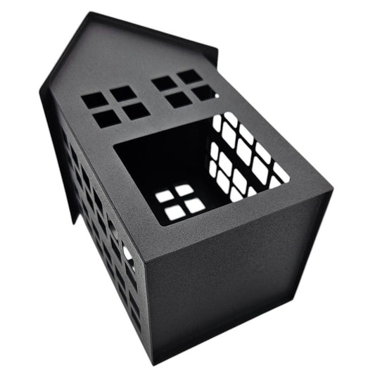 Windlicht Metall Haus schwarz 2er Set Teelichthalter Deko Laternenhaus 21 cm