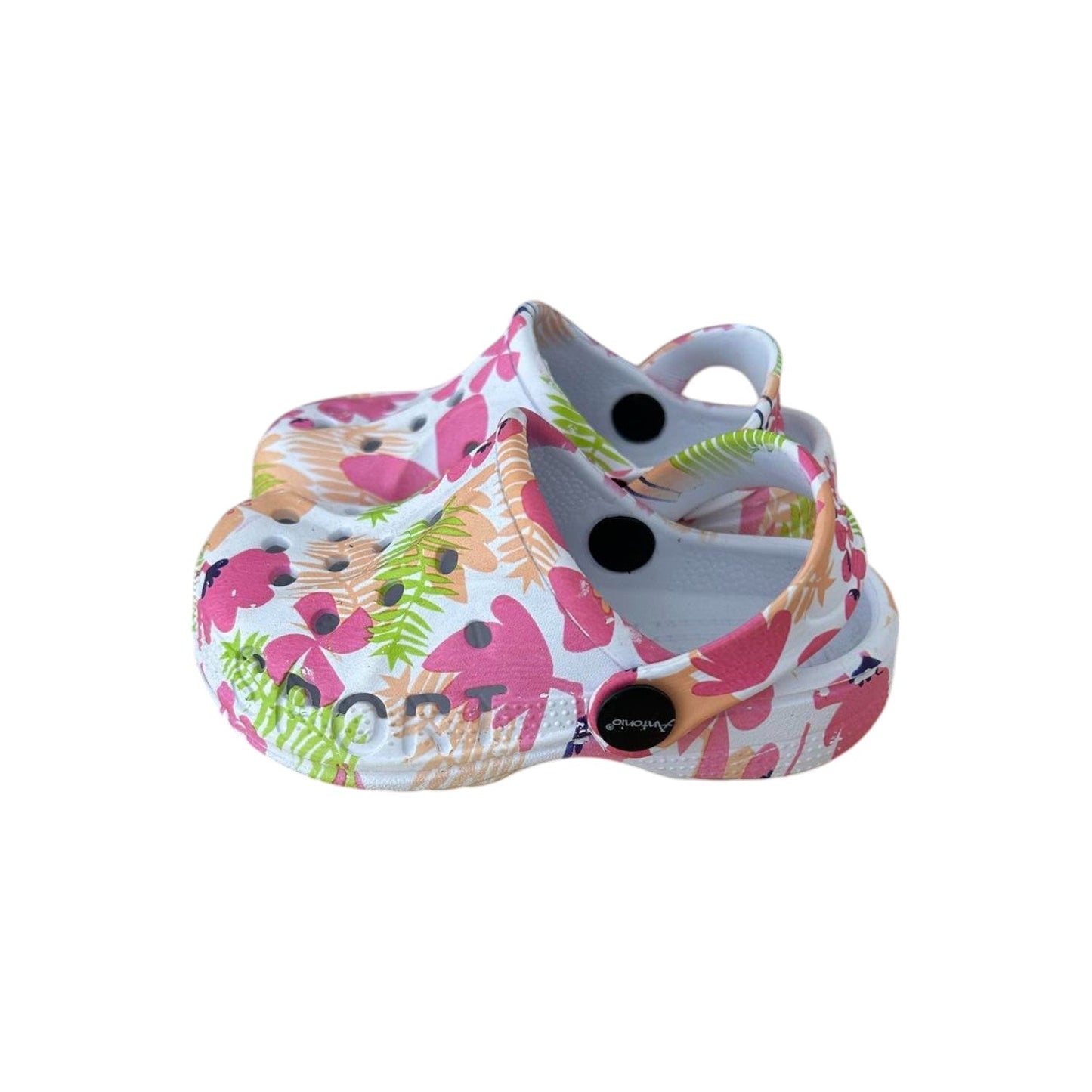 Baby & Kinder Clogs mit Blumenmuster » günstige Kinderschuhe » Kinder Badeschlappen » Schuhe für Babys & Kleinkinder » Badelatschen mit Riemen und Cut-Outs