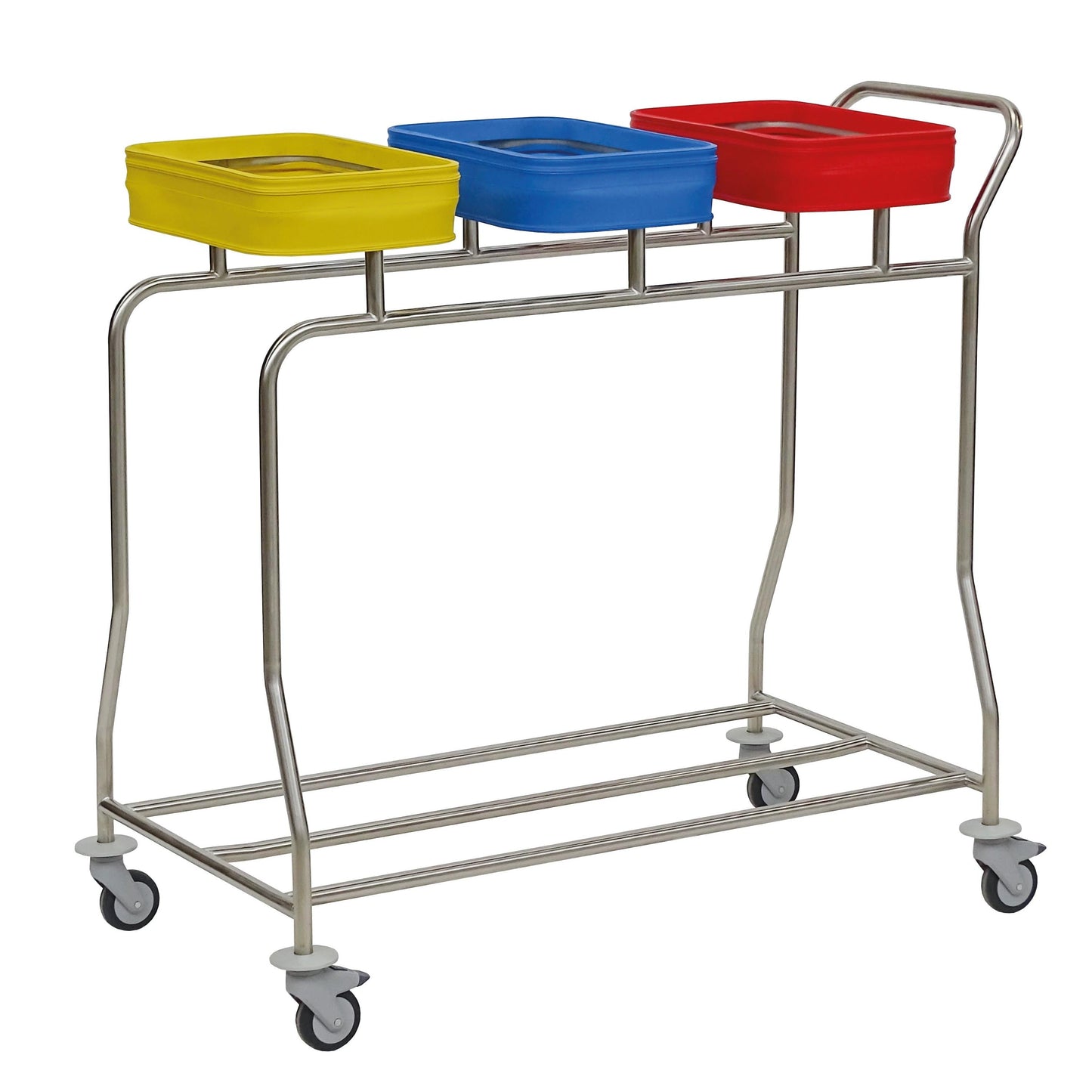 Novocal Edelstahl-Wäschesammler "Kompakt plus" Dreifachsammler Rahmen: Edelstahl Sämtliche Rohrv | Packung (1 Stück)