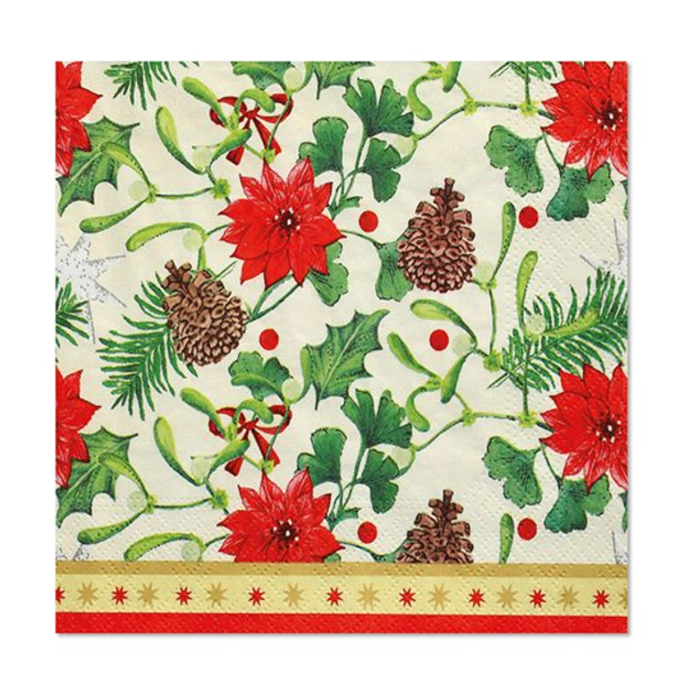 Discontinued item: PAPSTAR 3-ply napkins, 33x33 cm, "Winterly", festive and decorative | foil (100 pieces)
