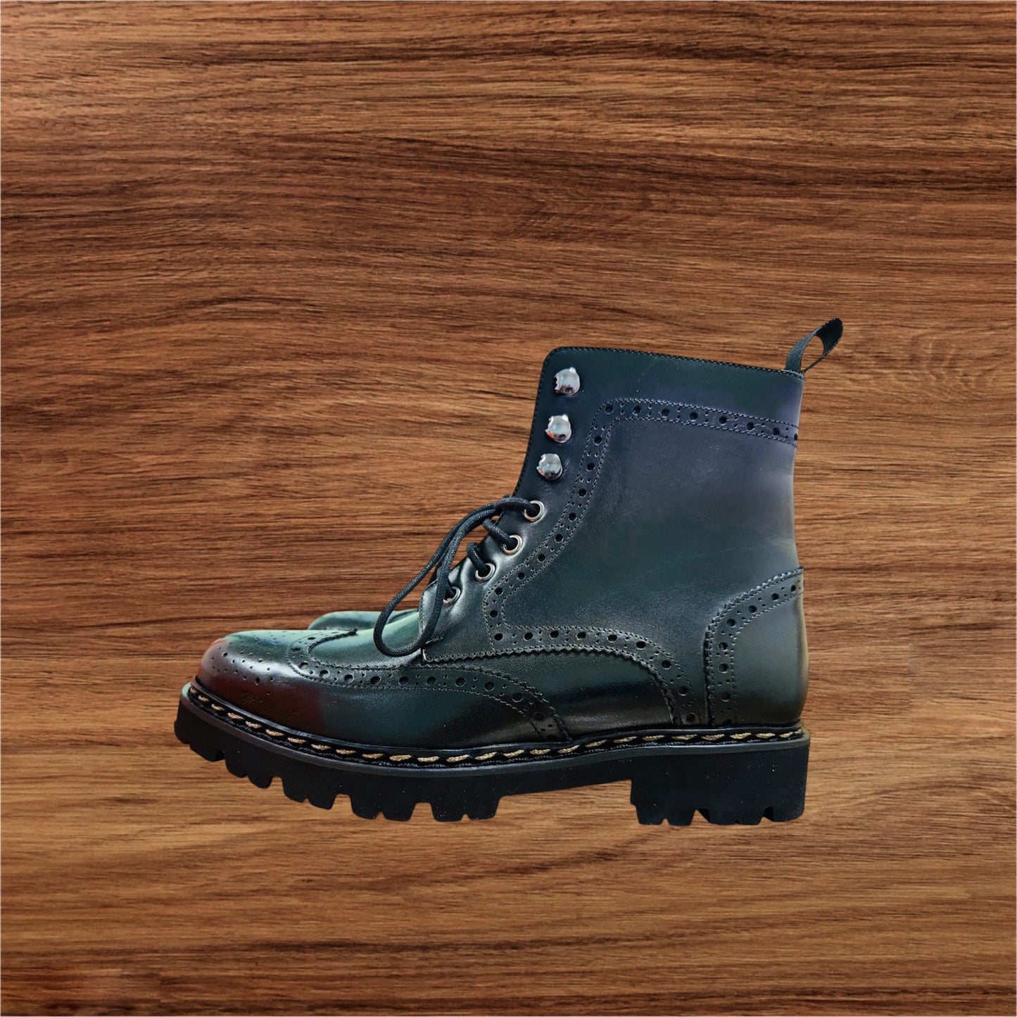 British Passport Wing Tip Derby Boots Black for Men Made in Italy Manufacturer number: BP1281