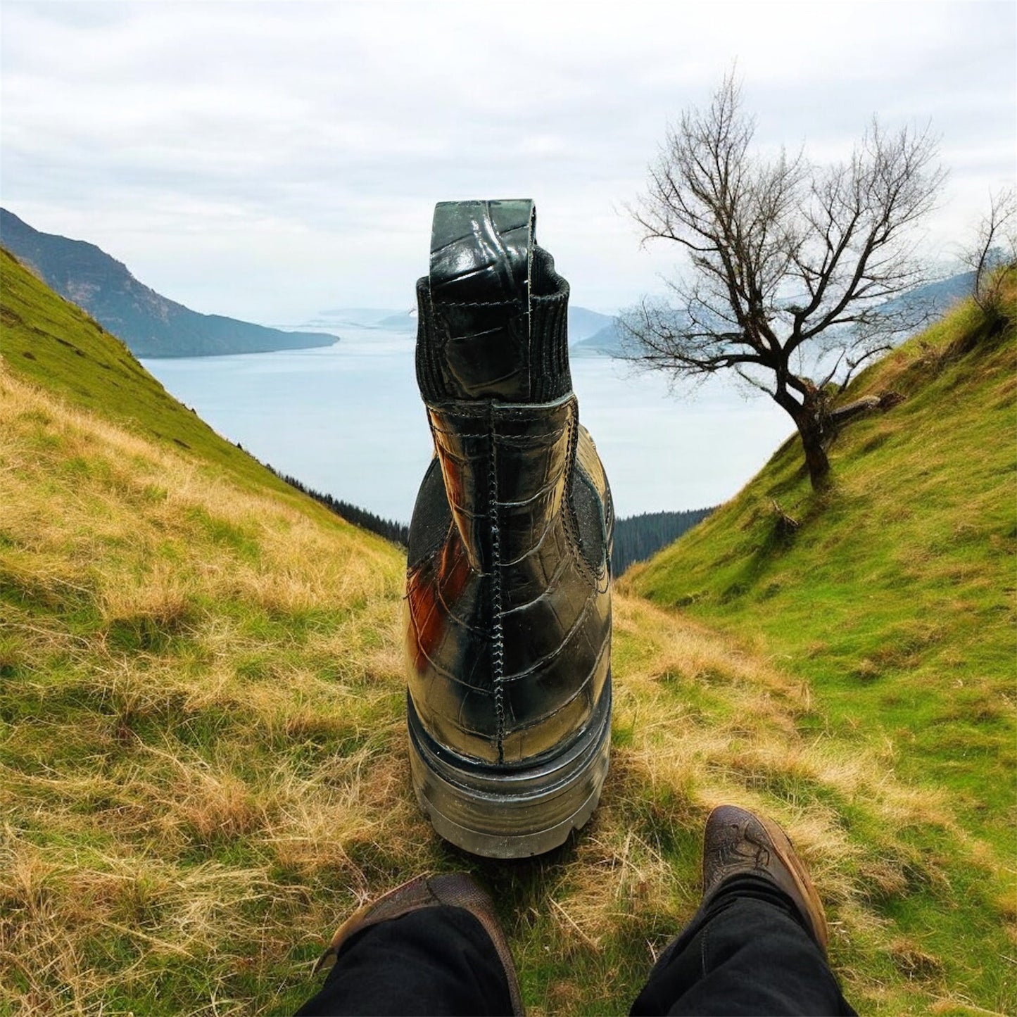 NoGRZ Chelsea vetrarökklastígvél með krókódílmynstri fyrir konur