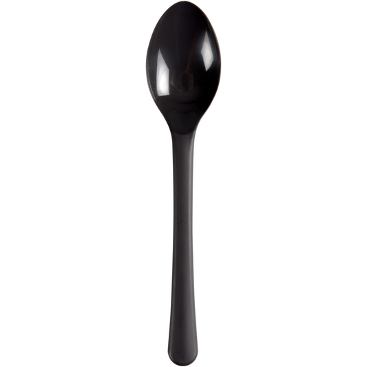 Mehrweg Teelöffel, 14cm, Schwarz, PP | Packung (100 Paare)