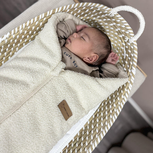 Pucksack Teddystoff Bouclé mitwachsend - Nachhaltiger Babyschlafsack