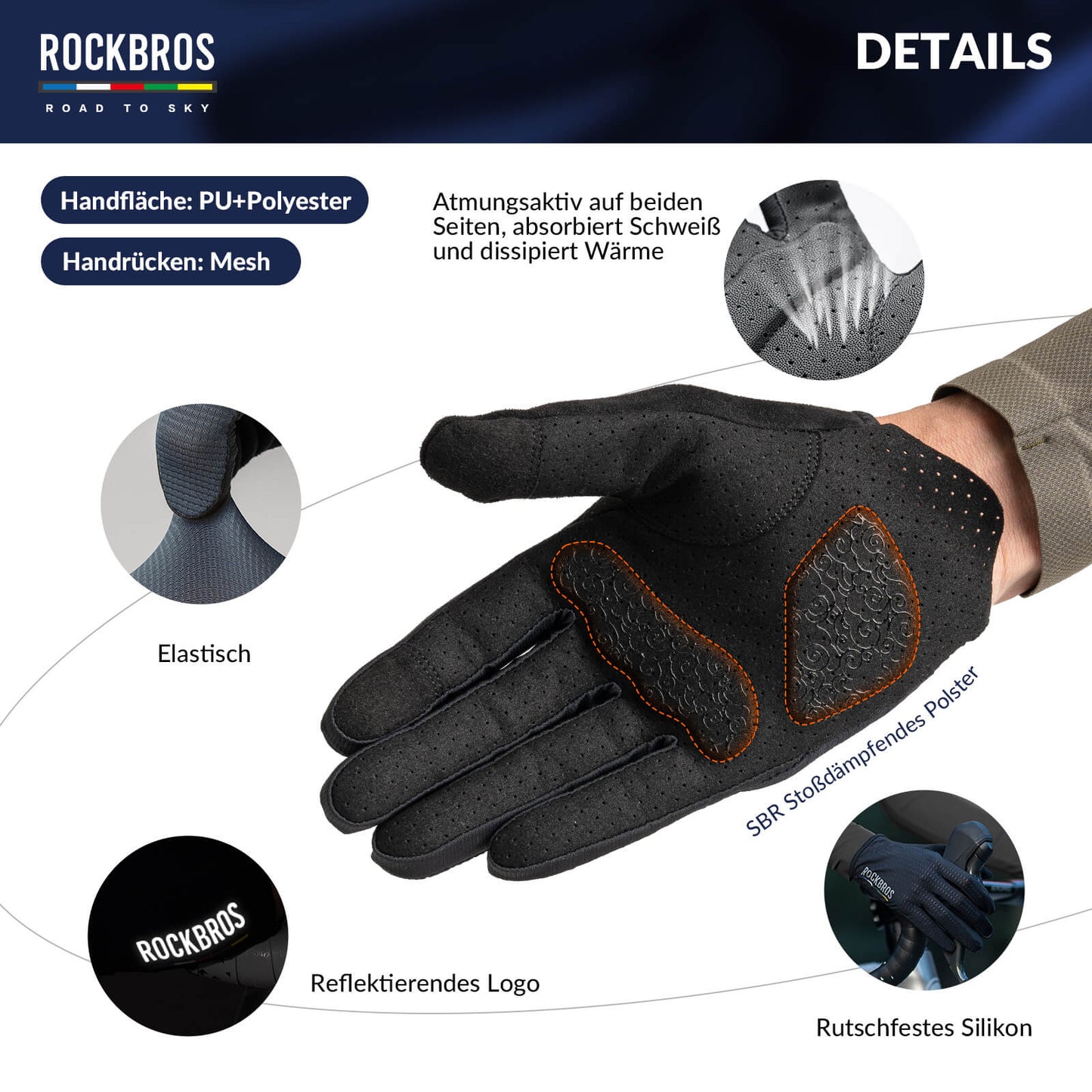 ROAD TO SKY Cycling Gloves Breathable with Touchscreen Summer/Spring