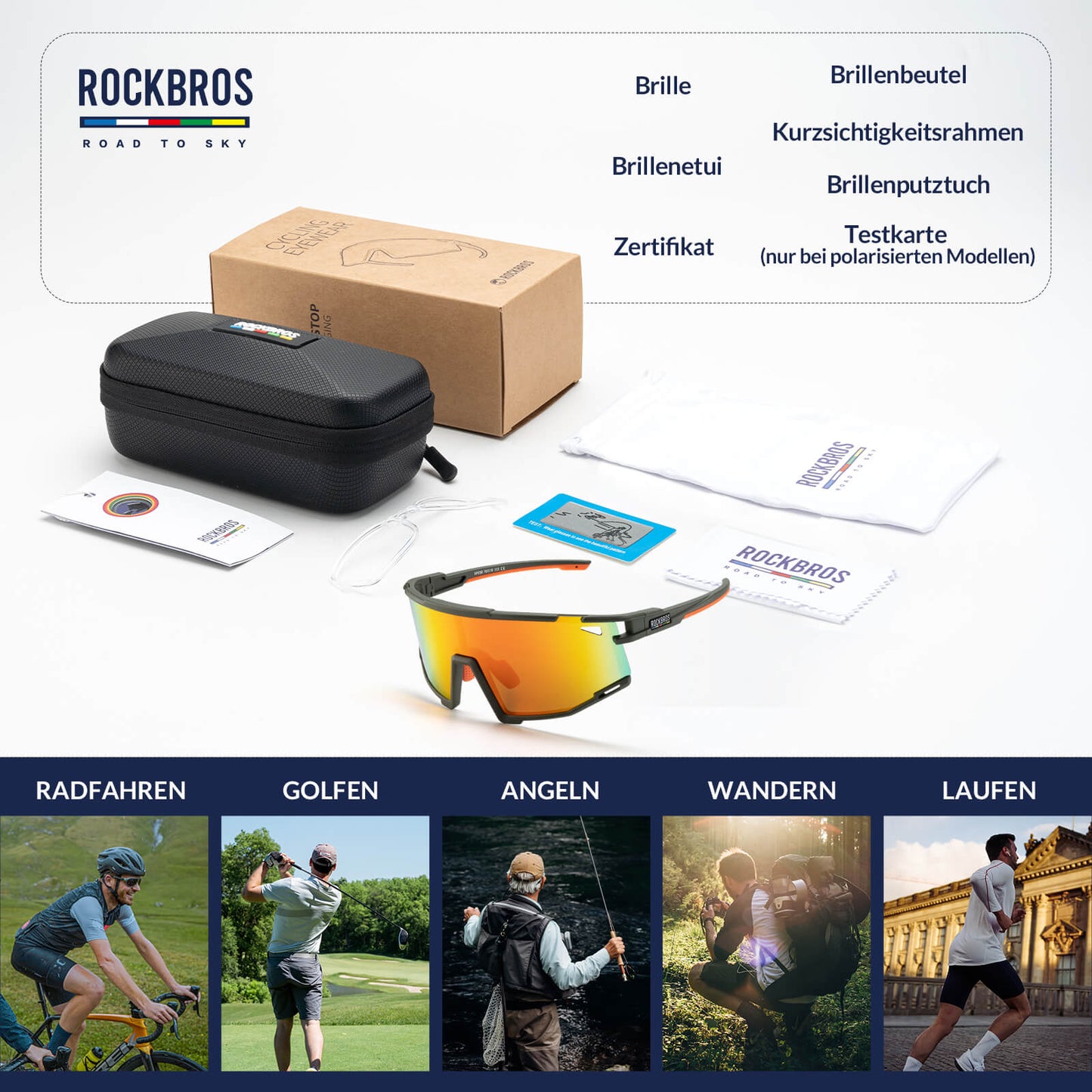 ROAD TO SKY Polarized Cycling Glasses UV400 Protection Adjustable Nose Pads