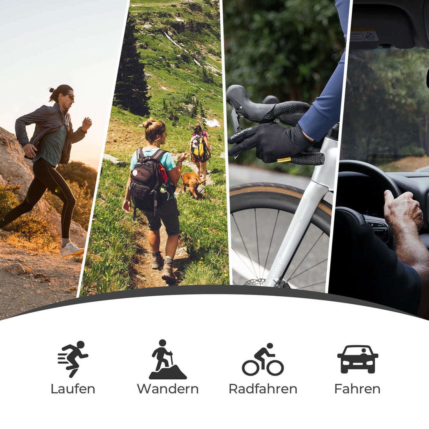 ROCKBROS Fahrradhandschuhe Touchscreen-fähig mit SBR-Polsterung