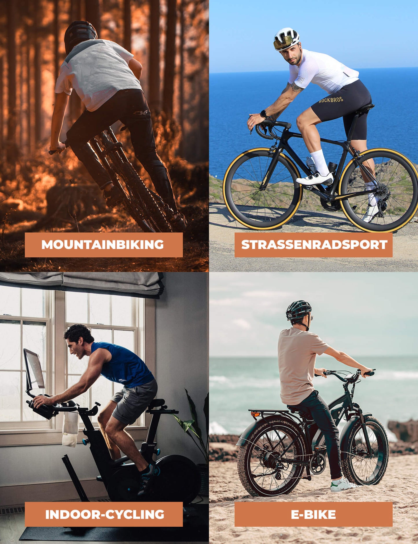 ROCKBROS Men's Long Padded Cycling Bib Tights