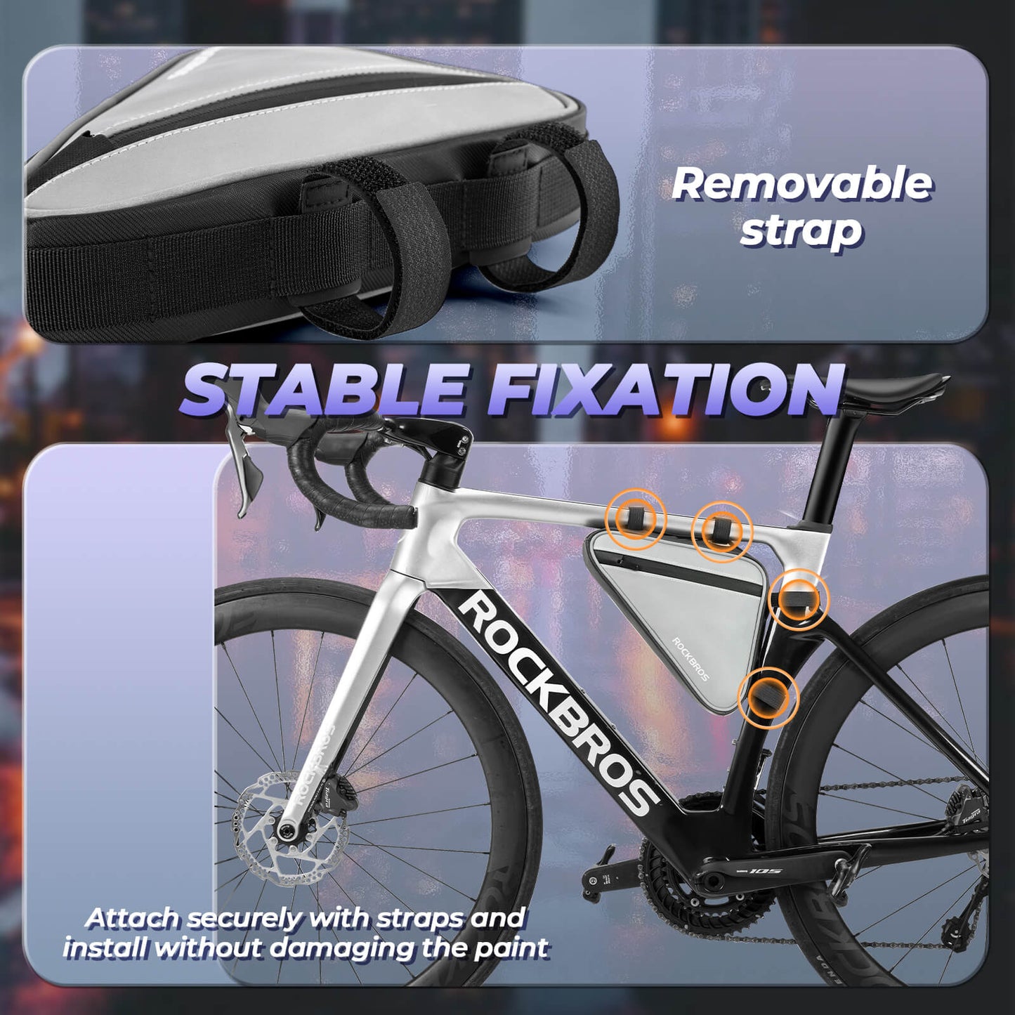 ROCKBROS Bicycle Bag Reflective Frame Bag Triangle Bag 0.9L