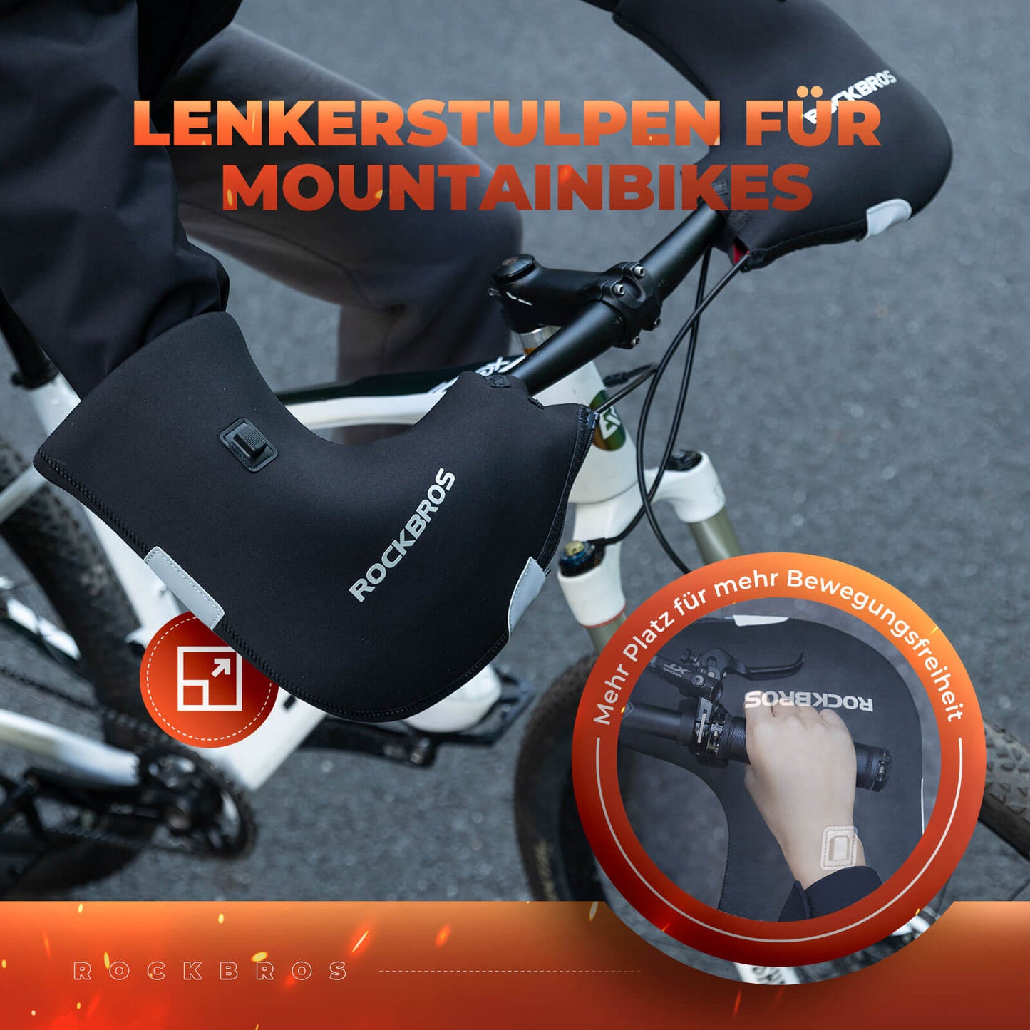 ROCKBROS hitaðar, vatnsfráhrindandi stýrishlífar fyrir hjól - endurhlaðanlegar