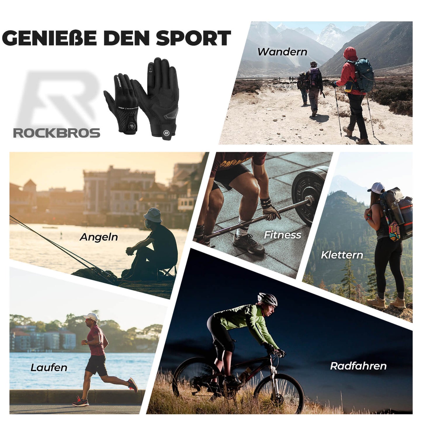 ROCKBROS Motorradhandschuhe Atmungsaktiv Handschuhe Touchscreen