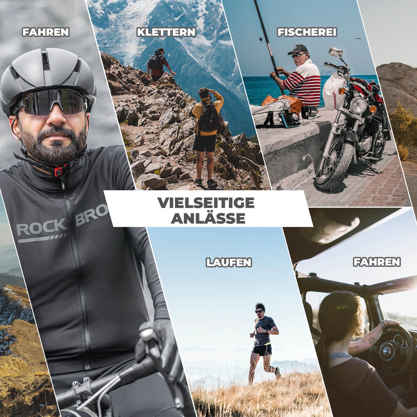 ROCKBROS Polarized Cycling Glasses, Sports Glasses, Windproof Sunglasses, UV400 Protection